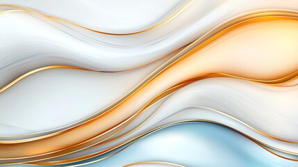 Poster - An elegant abstract design featuring smooth waves in shades of white, orange, and blue. The flowing lines create a sense of movement, ideal for modern and artistic backgrounds.