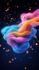 Fototapete - Colorful abstract shapes swirling in dynamic patterns against a dark background