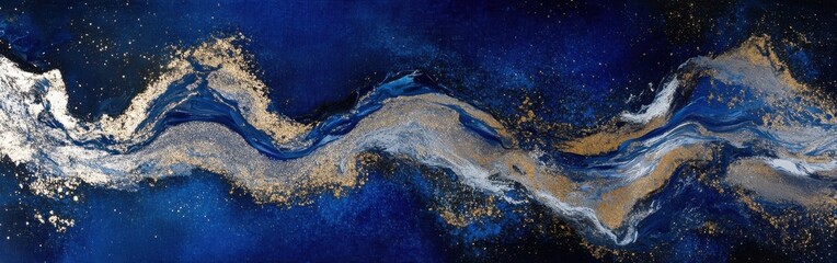 Fototapete - Luxe grunge-inspired background featuring a deep blue river of gold with shimmering textures and contrasting colors