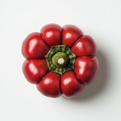 Poster - Fresh red bell pepper with glossy skin displays vibrant color and natural texture in a bright setting