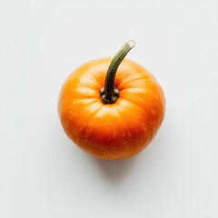 Aufkleber - Fresh orange pumpkin with a sturdy green stem sitting on a light background ready for decoration or culinary use