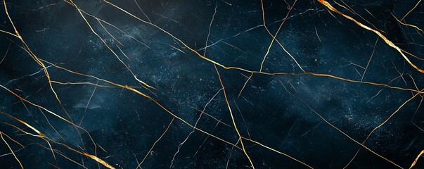 Poster - An elegant dark marble texture featuring stunning gold veining. Perfect for backgrounds, design projects, or artistic expressions. A blend of luxury and modern aesthetics.