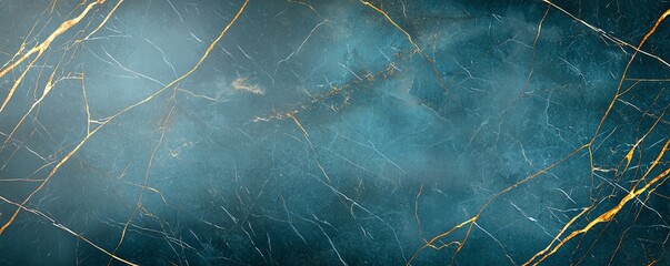 Poster - An elegant surface featuring a stunning blend of dark blue and gold veins, perfect for backgrounds, textures, or design elements in various creative projects.