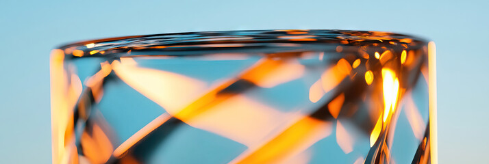 Poster - Close-up of Faceted Glass Cylinder with Internal Illumination