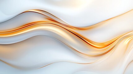 Poster - Elegant abstract background featuring smooth waves of golden and white hues, ideal for design projects, presentations, and digital artwork