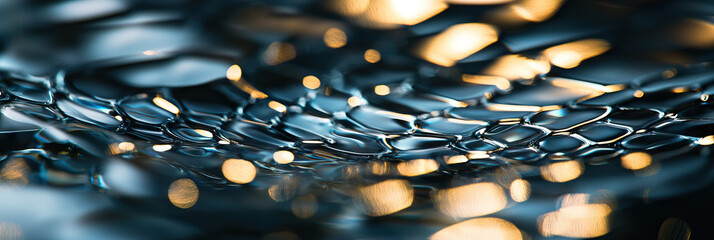 Poster - Abstract Image of Teal Liquid with Golden Light Reflections