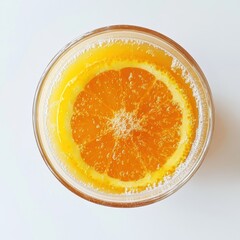 Poster - Refreshing orange juice served in a clear glass with a slice of orange on top, perfect for any meal or snack time
