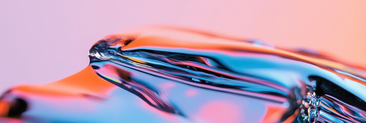 Poster - Close-up Photograph of Iridescent Liquid with Dynamic Flow