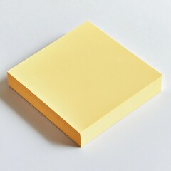 Poster - Bright yellow sticky note pad lying flat on a smooth surface ready for notes and reminders in a tidy workspace