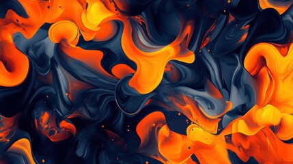 Leinwandbilder - Bold and vibrant abstract graphic with deep orange, black, and swirling patterns evoking emotions and creativity through art