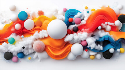 Poster - Dynamic abstract composition featuring colorful shapes and flowing patterns in vibrant hues