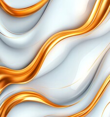 Poster - This abstract design features smooth, flowing curves in white and gold, creating a visually striking background