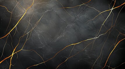 Poster - Black marble texture with striking golden veins, perfect for backgrounds, modern designs, and luxury themes in graphic and interior design.