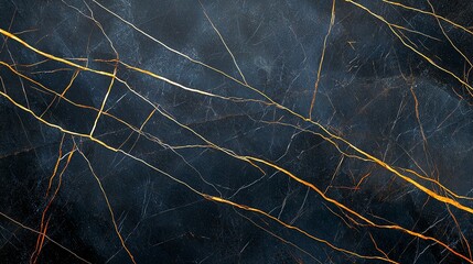 Poster - Black marble texture showcases intricate gold and white veining, perfect for luxury design projects, backgrounds, and decorative elements in modern architecture.