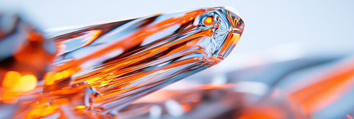 Poster - abstract image: translucent sculpted object with orange and blue internal reflections