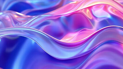Poster - Dynamic abstract composition with iridescent gradients flowing in vibrant colors