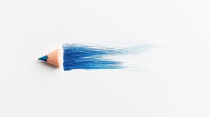 Poster - Minimalist artwork featuring a blue pencil and vibrant strokes on a white canvas emphasizing creativity and simplicity