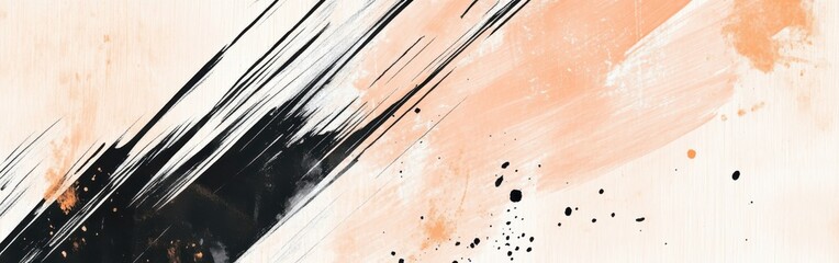 Poster - minimalist pastel peach pencil strokes create an abstract wash of color and texture in a serene sett