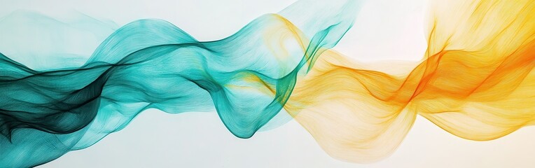 Poster - Flowing pencil strokes in golden and turquoise create a dynamic visual rhythm in abstract art
