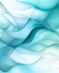 Poster - A beautiful abstract illustration featuring flowing waves in various shades of blue and aqua, creating a calming and serene effect ideal for backgrounds or digital art.