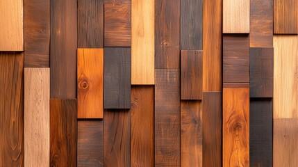 Poster - A beautiful arrangement of wooden panels showcasing a variety of textures and colors, perfect for interior design inspiration