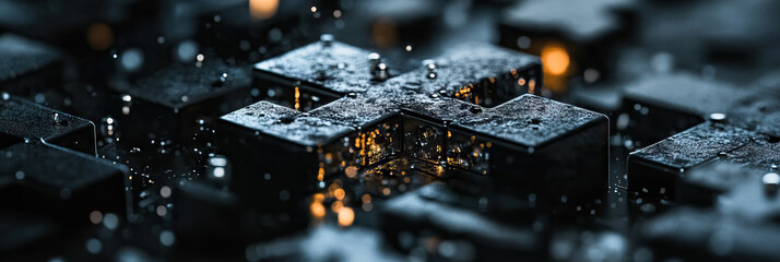 Poster - Dark Textured Cube Cross Structure with Internal Illumination