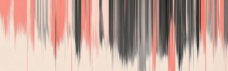 Poster - Elegant coral and gray dashed lines create a modern abstract art piece with a soft background