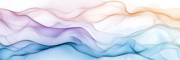 Poster - A captivating abstract background featuring smooth, flowing waves in gentle hues of purple, blue, and orange. Perfect for creative projects, presentations, and artistic designs.