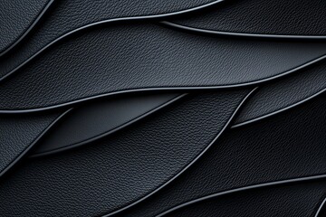 Poster - A captivating abstract image featuring layered black leather textures, creating a visually striking pattern. Perfect for backgrounds, design projects, or modern art themes.
