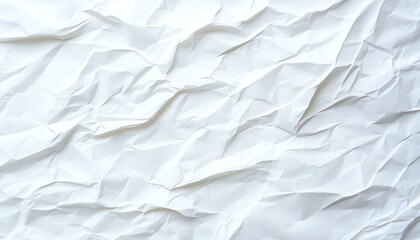 Poster - A close-up image of crumpled white paper, showcasing textured folds and creases. This versatile background can be used in various design projects or as a creative paper texture.