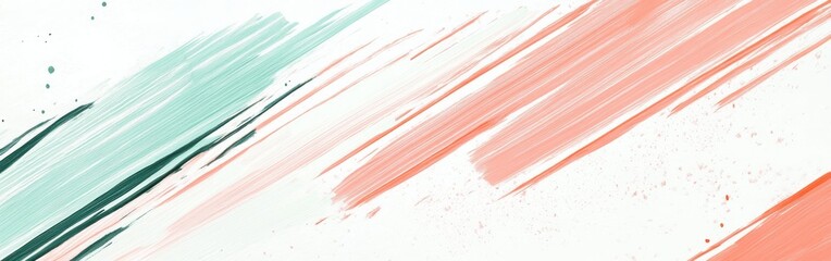 Aufkleber - Abstract pencil strokes composition with mint and coral hues creating a dynamic visual experience
