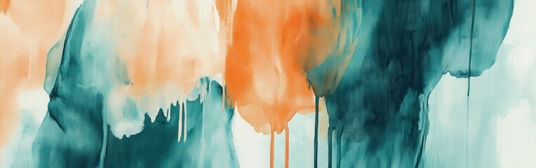 Poster - Abstract pencil strokes form a vibrant composition of orange and teal colors blending in a fluid artistic expression