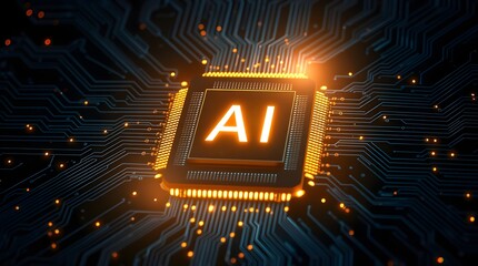 artificial intelligence ai microchip electronics technology concept.