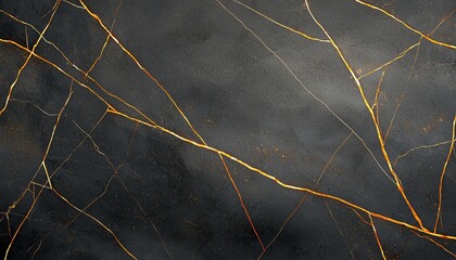 Poster - A close-up of an elegant black marble texture with striking golden veins. Perfect for backgrounds, wallpapers, and design projects requiring a touch of luxury and sophistication.