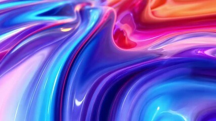 Poster - Vibrant iridescent abstract patterns flowing in a gradient of rich colors showcasing a mesmerizing effect