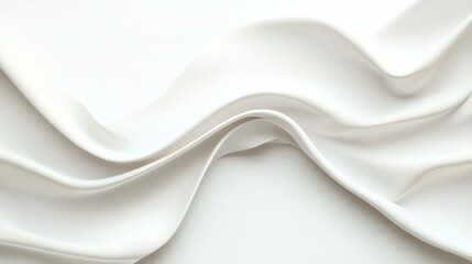 Poster - A close-up of smooth, flowing white fabric creates an elegant and serene atmosphere. The soft texture and natural draping convey a sense of calm and sophistication.