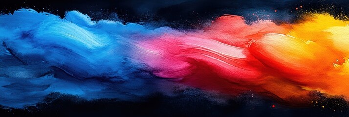 Poster - Colorful watercolor strokes create a vibrant abstract artwork showcasing fluidity and motion