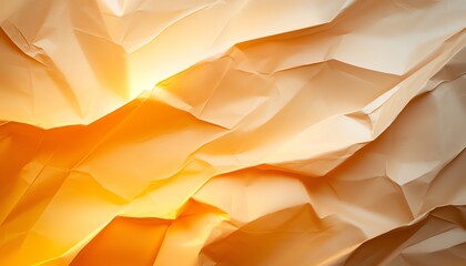 Poster - A close-up of textured, crumpled paper with warm golden hues