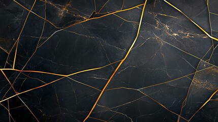 Poster - A close-up view of dark marble featuring elegant golden veins