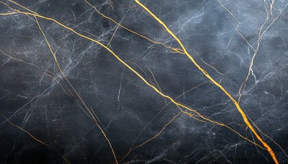 Poster - A close-up view of elegant black marble with striking golden veins, perfect for interior design projects. The unique patterns add a touch of luxury and sophistication to any space.
