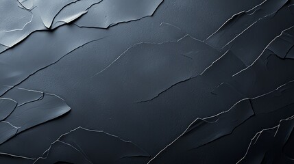 Poster - A close-up view of textured black surface showcasing intricate cracks and layers. Perfect for backgrounds, abstract art, or design projects that require a modern aesthetic.