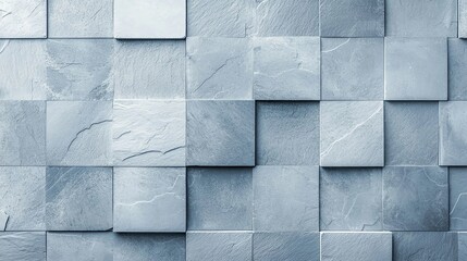 Poster - A close-up view of textured blue slate tiles arranged in a geometric pattern, highlighting the natural beauty and elegance of stone materials for modern design.