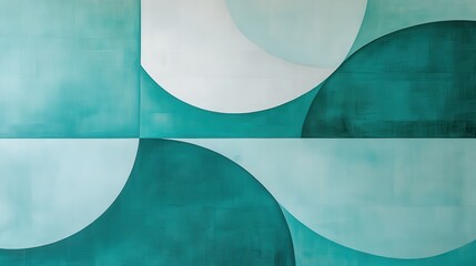 Aufkleber - Soothing abstract geometric design featuring calming teal and white shapes in a modern composition