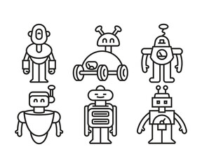 Wall Mural - humanoid robot character icons set