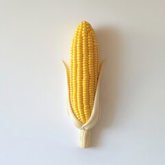 Poster - Bright yellow ear of corn showcasing natural beauty and agricultural abundance in a clean setting