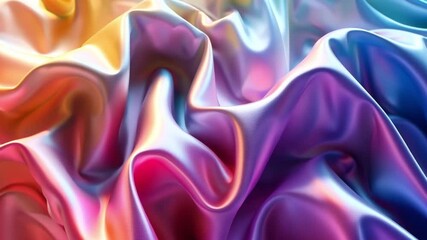 Poster - Vibrant iridescent fabric showcases abstract gradients in a stunning visual display