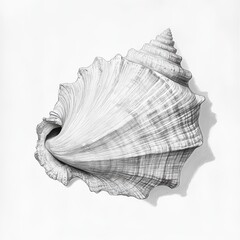 Aufkleber - Seashell with ridged edges sketched in fine detail highlighting natural beauty