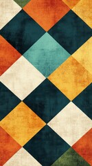 Poster - Retro-inspired diamond pattern in burnt hues creates a vibrant backdrop for creative projects or home decor