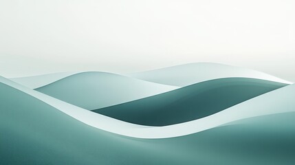 Poster - Minimalist gradient landscape showcasing smooth rolling hills in soft hues of blue and green