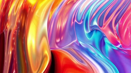 Poster - Captivating iridescent abstract gradient showcasing vibrant swirls of color in dynamic flowing patterns